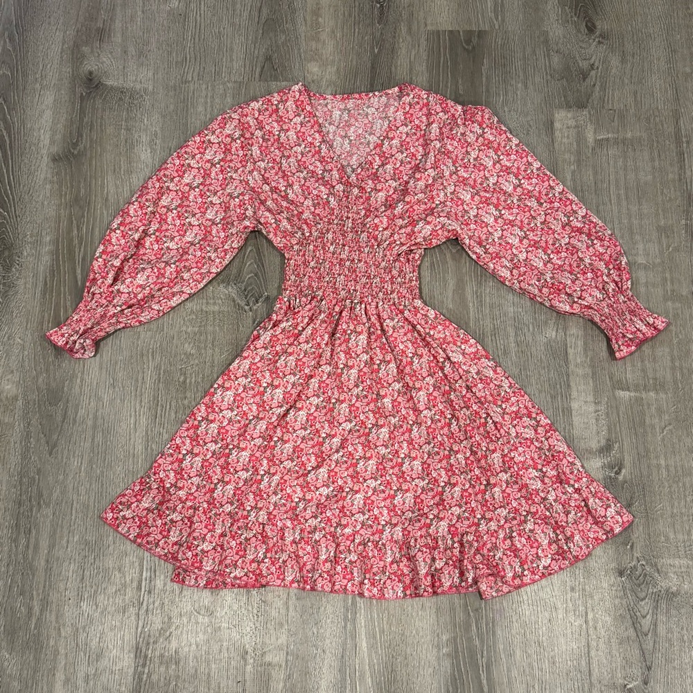 Floral Pink Long Sleeve Dress
